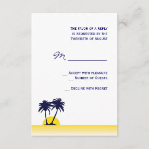 Beach Palm Tree Weddenschap RSVP-kaart RSVP Kaartje