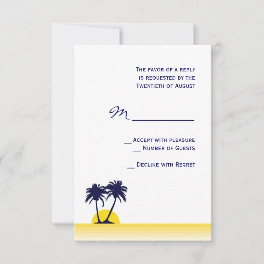 Beach Palm Tree Weddenschap RSVP-kaart RSVP Kaartje (Voorkant)