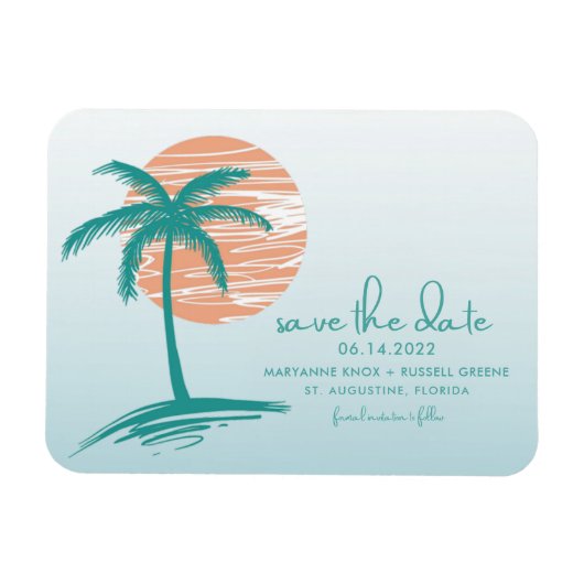 Beach Palm Tree Weddenschap Save the Date Magnets Magneet (Horizontaal)