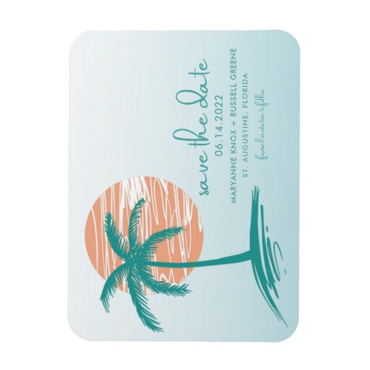 Beach Palm Tree Weddenschap Save the Date Magnets Magneet (Verticaal)