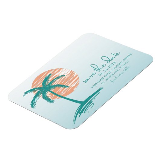 Beach Palm Tree Weddenschap Save the Date Magnets Magneet (Linkerzijde)