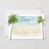 Beach Palm Tree Wedding RSVP Response Kaart (Voorkant)