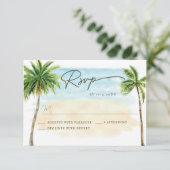 Beach Palm Tree Wedding RSVP Response Kaart (Staand voorkant)