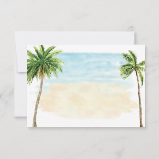 Beach Palm Tree Wedding RSVP Response Kaart (Achterkant)