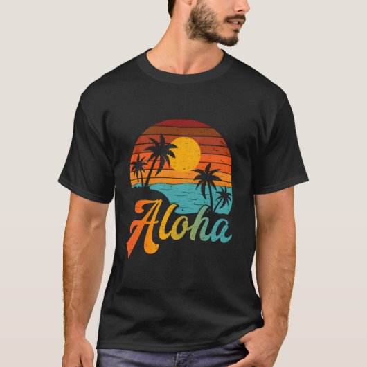 Beach Palm Trees Aloha Hawaii Family Vacation T-shirt (Voorkant)