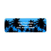 Beach Palm Trees Black & Blue Birthday Party Etiket (Voorkant)