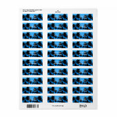 Beach Palm Trees Black & Blue Birthday Party Etiket (Full Sheet)