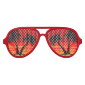 Beach Palm Trees Blazing Sun Aviator Zonnebril (Voorkant)