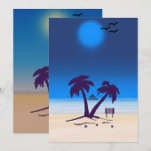 Beach Palm Trees Blue Midnight Kaart (Voorkant / Achterkant)