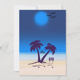 Beach Palm Trees Blue Midnight Kaart