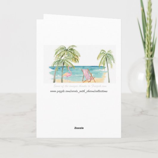 Beach Palm Trees Boats Tropics Perfect Day Kaart (Achterkant)