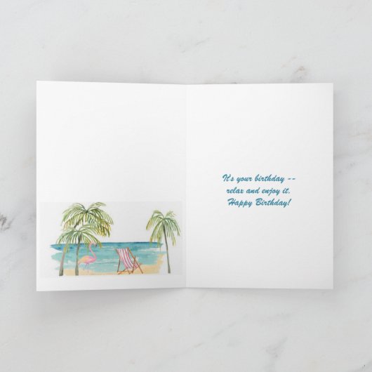 Beach Palm Trees Boats Tropics Perfect Day Kaart (Binnen)