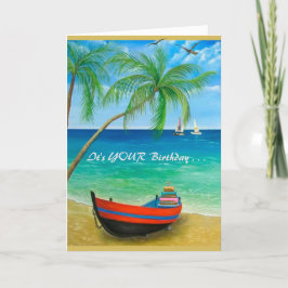 Beach Palm Trees Boats Tropics Perfect Day Kaart