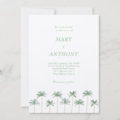 Beach Palm Trees bruiloft uitnodiging (Voorkant)
