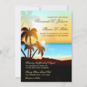 Beach Palm Trees Destination Wedding Invitations Kaart (Voorkant)