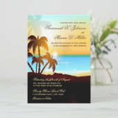 Beach Palm Trees Destination Wedding Invitations Kaart (Staand voorkant)