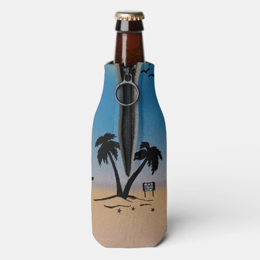 Beach Palm Trees Flesjeskoeler (Fles Achterkant)