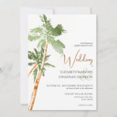 Beach Palm Trees Green Copper Elegant Destination Kaart (Voorkant)