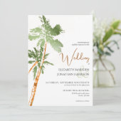 Beach Palm Trees Green Copper Elegant Destination Kaart (Staand voorkant)