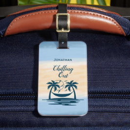 Beach Palm Trees Hammock die uitblazen Bagagelabel