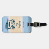 Beach Palm Trees Hammock die uitblazen Bagagelabel (Voorkant horizontaal)