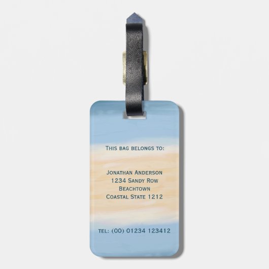 Beach Palm Trees Hammock die uitblazen Bagagelabel (Achterkant verticaal)