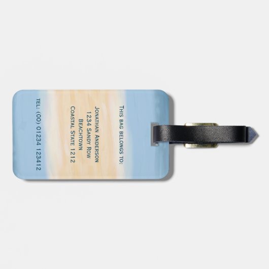 Beach Palm Trees Hammock die uitblazen Bagagelabel (Achterkant horizontaal)