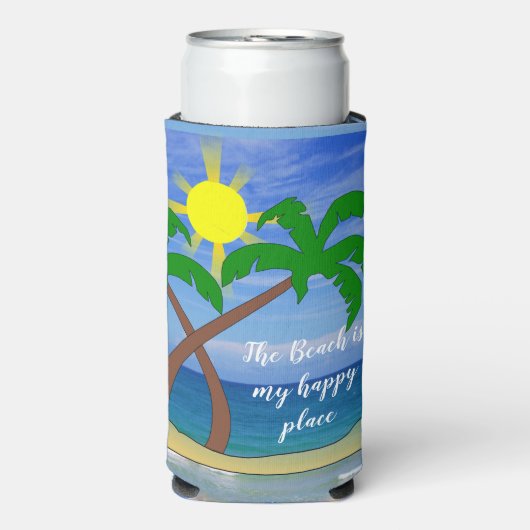 Beach Palm Trees Koelbox Seltzer Blikjeskoeler (Seltzer Voorkant)
