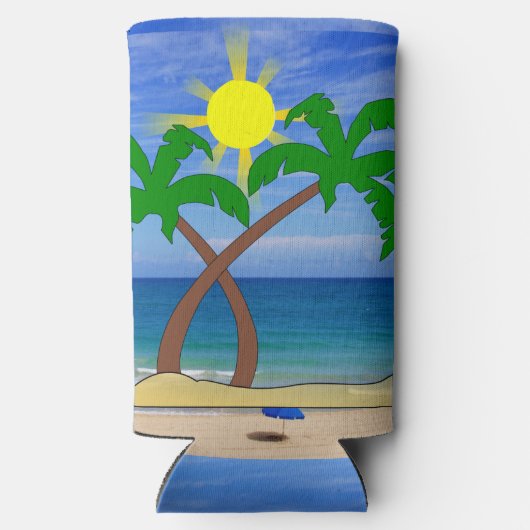 Beach Palm Trees Koelbox Seltzer Blikjeskoeler (Achterkant)