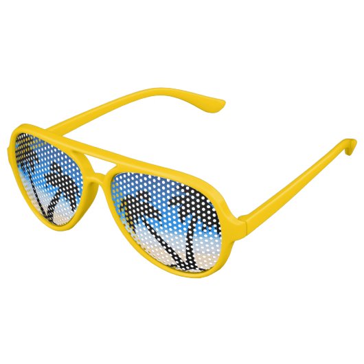 Beach Palm Trees Midnight Blue Aviator Zonnebril (Gekanteld)