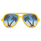 Beach Palm Trees Midnight Blue Aviator Zonnebril (Voorkant)
