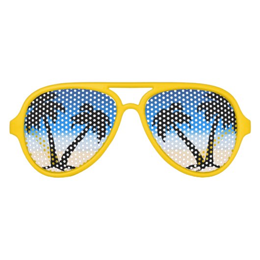 Beach Palm Trees Midnight Blue Aviator Zonnebril (Voorkant)