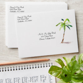 Beach Palm Trees Ocean Destination Wedding Envelop