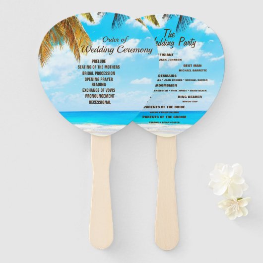 Beach, Palm Trees Ocean Destination Wedding Handwaaier (Voorkant en achterkant)