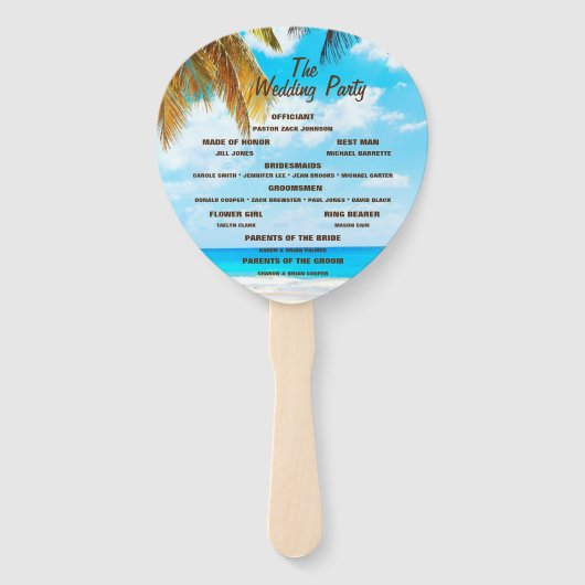 Beach, Palm Trees Ocean Destination Wedding Handwaaier (Achterkant)