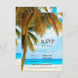 Beach Palm Trees Ocean Destination Wedding RSVP Kaartje