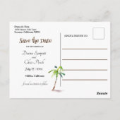 Beach, Palm Trees, Ocean, Save the Date Wedding Briefkaart (Achterkant)