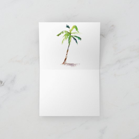 Beach, Palm Trees, Ocean Wedding Bedankkaart (Binnen)