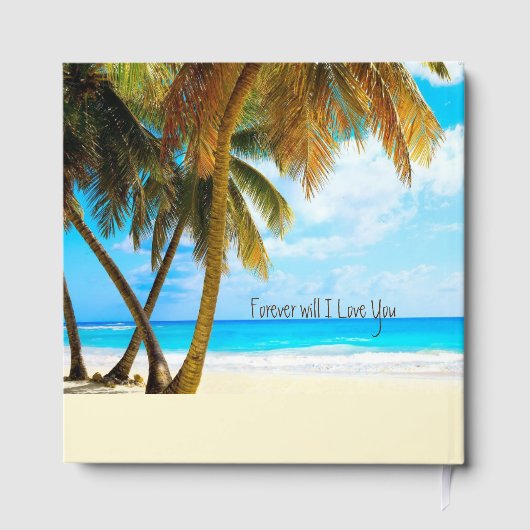 Beach, Palm Trees, Ocean Wedding Gastenboek (Achterkant)
