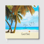 Beach, Palm Trees, Ocean Wedding Gastenboek (Voorkant)