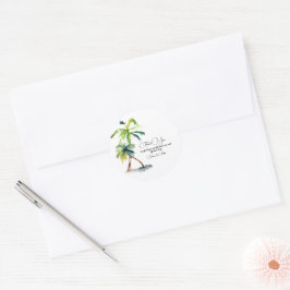 Beach, Palm Trees, Ocean Wedding Ronde Sticker