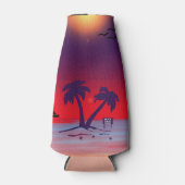 Beach Palm Trees Paars Red Flesjeskoeler (Voorkant)
