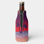 Beach Palm Trees Paars Red Flesjeskoeler (Fles Achterkant)