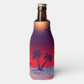 Beach Palm Trees Paars Red Flesjeskoeler (Fles Voorkant)