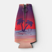 Beach Palm Trees Paars Red Flesjeskoeler (Achterkant)