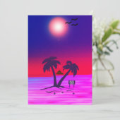 Beach Palm Trees Paars Red Kaart (Staand voorkant)
