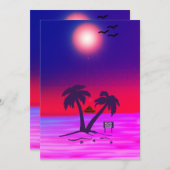 Beach Palm Trees Paars Red Kaart (Voorkant / Achterkant)