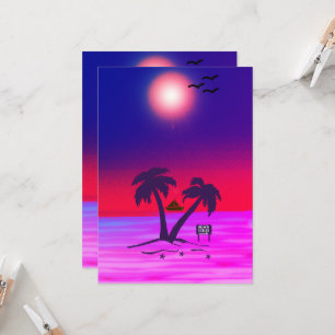 Beach Palm Trees Paars Red Kaart