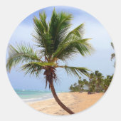 Beach Palm Trees Ronde Sticker (Voorkant)