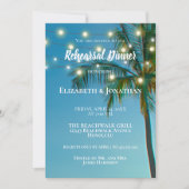 Beach Palm Trees String Lights Rehearsal Dinner Kaart (Voorkant)
